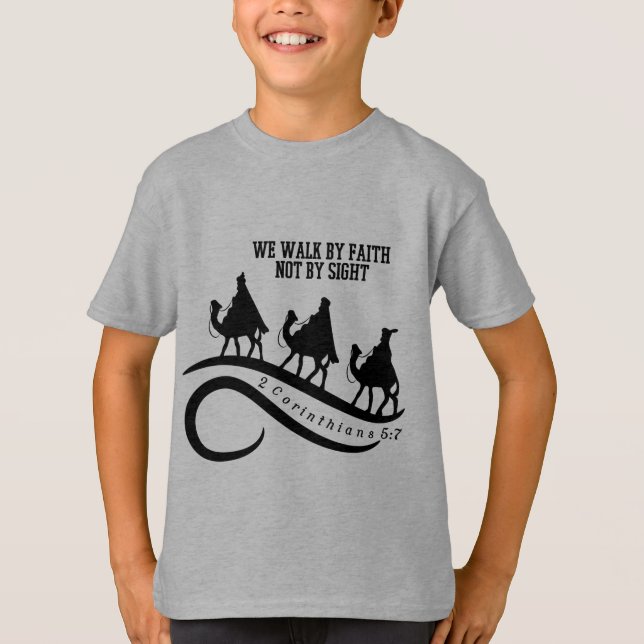 Camiseta Caminamos por la fe no por navidad del cristiano (Anverso)