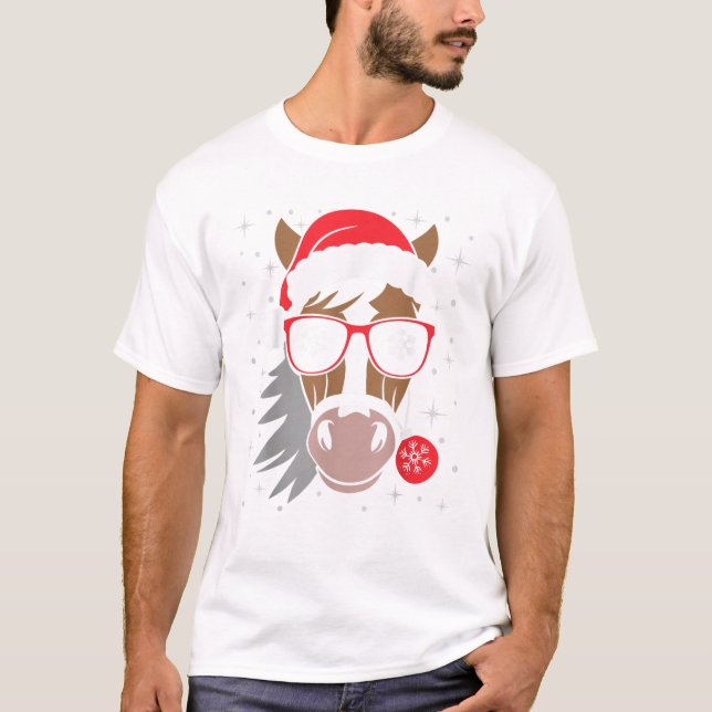 Camiseta Caminando a caballo por Navidad en Santa Hat (Anverso)