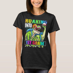 Camiseta Caminando a mochila de dinosaurio de primer grado 