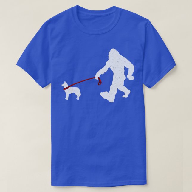 Camiseta Caminando a pie grande con el Husky Perro Siberian (Diseño del anverso)