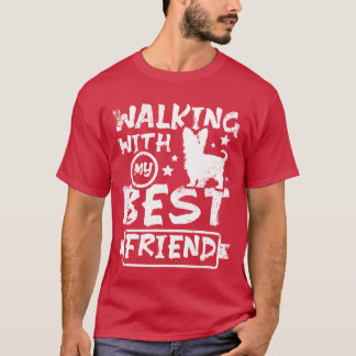 Camiseta Caminando con mi mejor amigo yorkie boy