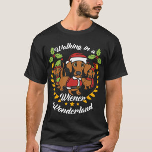 Camiseta Caminando en un perro Wiener Wonderland Santa Dach