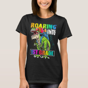 Camiseta Caminando hacia la mochila de dinosaurio de primer