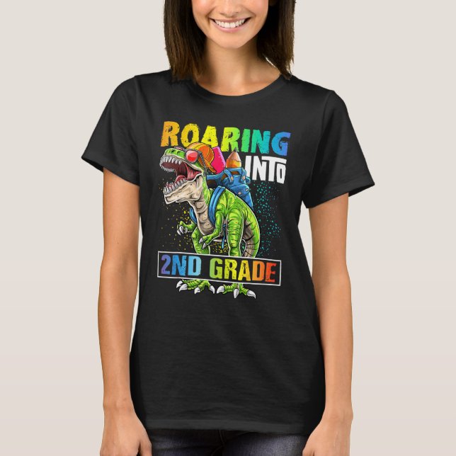 Camiseta Caminando hacia la mochila de dinosaurios de 2º gr (Anverso)
