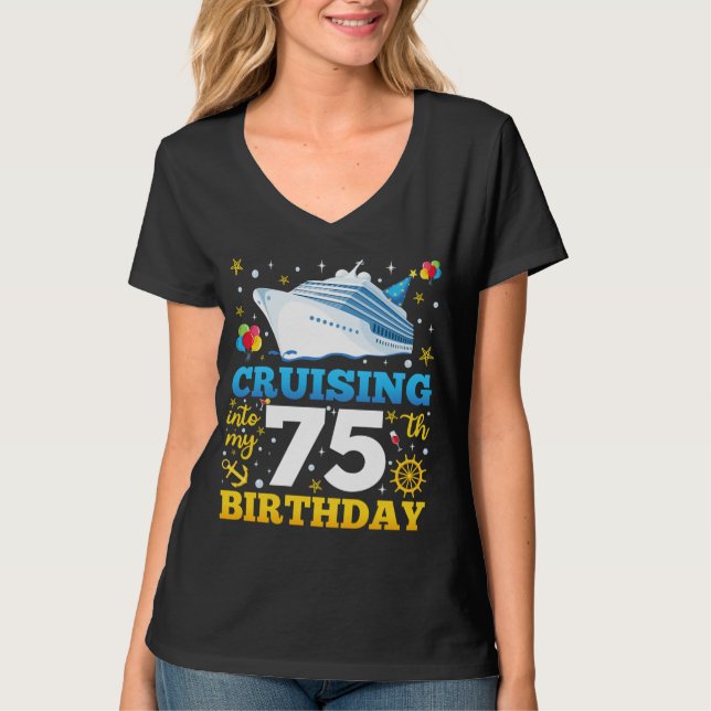 Camiseta Caminando hacia mi fiesta de cumpleaños 75 mujeres (Anverso)