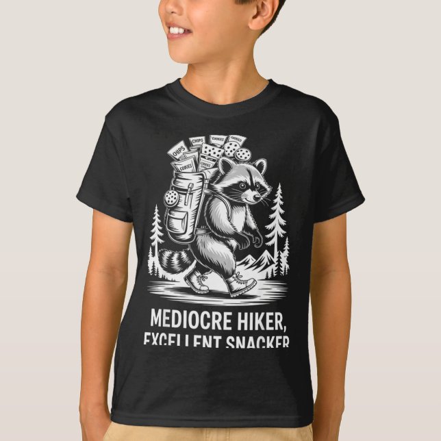 Camiseta Caminante mediocre excelente snacker mapache diver (Anverso)