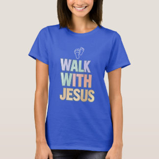 Camiseta Caminar Con Jesús Religioso Cristiano Pastel Gráfi