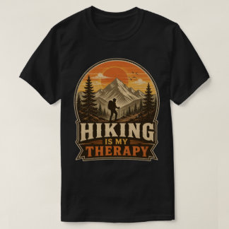 Camiseta Caminar es mi terapia Vintage Atardecer de montaña