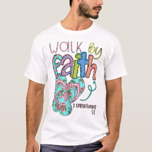 Camiseta Caminar Por Fe Flip Flops Christian Jesus Bible Ve