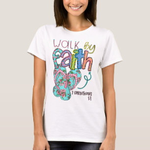 Camiseta Caminar Por Fe Flip Flops Christian Jesus Bible Ve