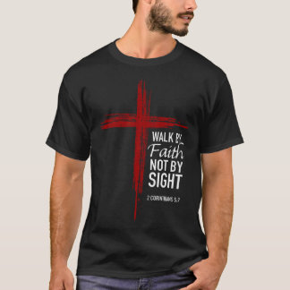 Camiseta Caminar Por Fe No Por Vista Cruz Cristiana Biblia