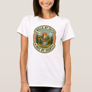 Camiseta Caminar por Fe, no por Vista Insignia de Montaña V