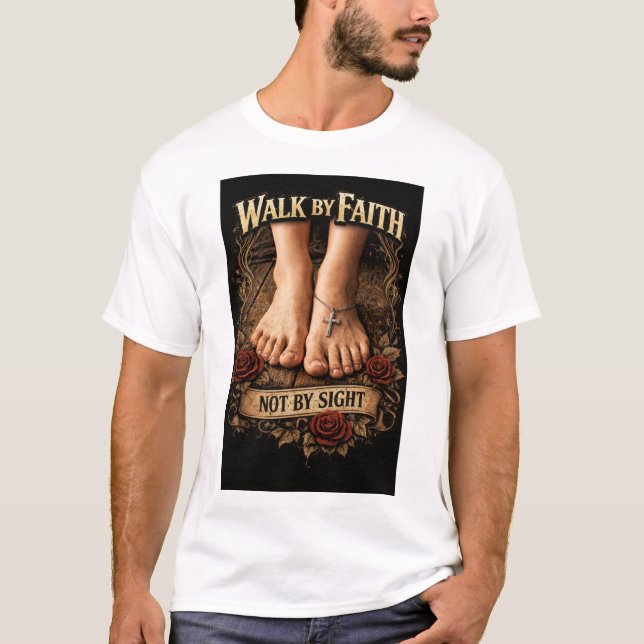 Camiseta Caminar por fe & Romanos 10:15 (Anverso)