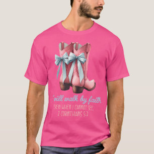 Camiseta Caminaré Por Faith Coquette Bow Cowboy Boots Jes