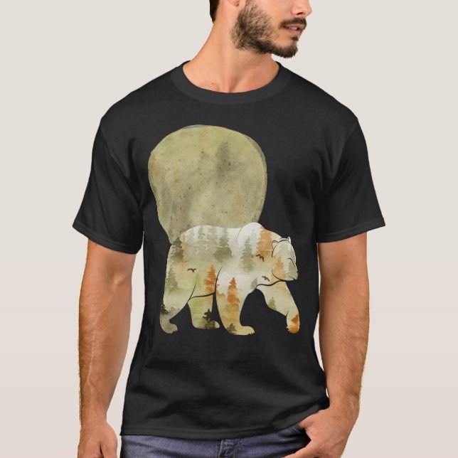 Camiseta Caminata de oso en la fauna silvestre boscosa de l (Anverso)