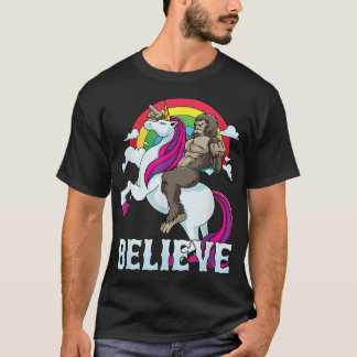 Camiseta Caminata en bicicleta Unicorn Rainbow Sasquatch Be