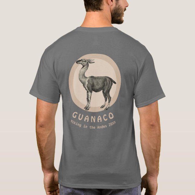 Camiseta Caminata Guanaco Llama en el Personalizado de los  (Reverso)