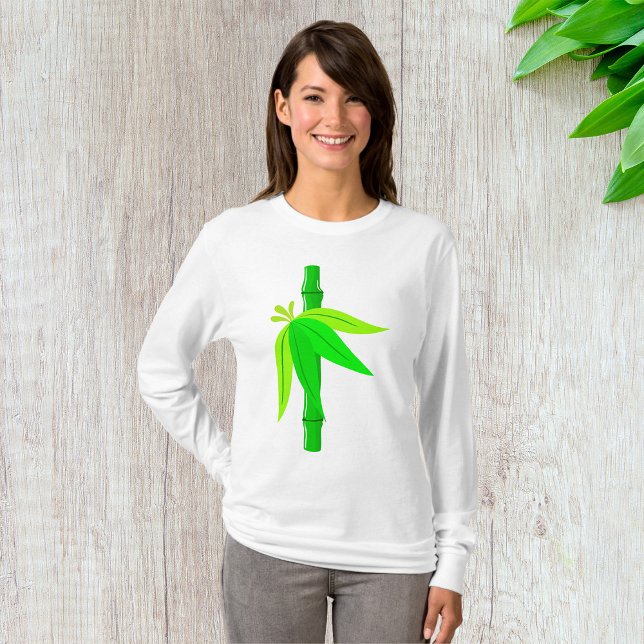 Camiseta Caminata verde de bambú con hojas tropicales (Subido por el creador)