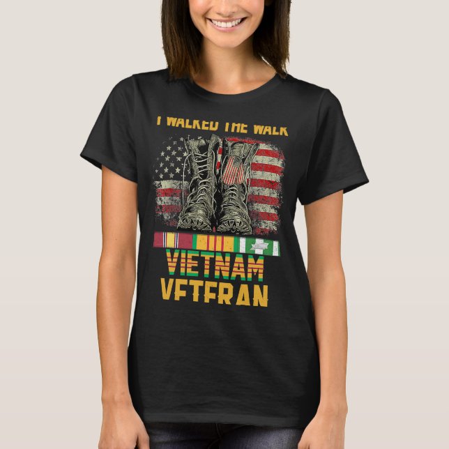 Camiseta Caminé Por Vietnam, Veterana Bandera Estadounidens (Anverso)