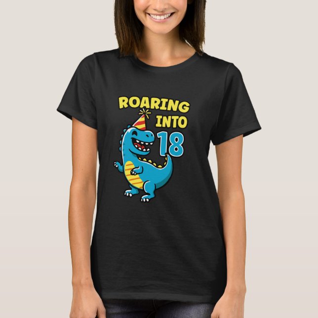 Camiseta Camino a 18 Dino 18 Años de fiesta de cumpleaños (Anverso)