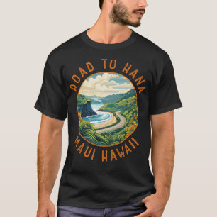 Camiseta Camino a Hana Maui Hawái Círculo Distorsionado Ret