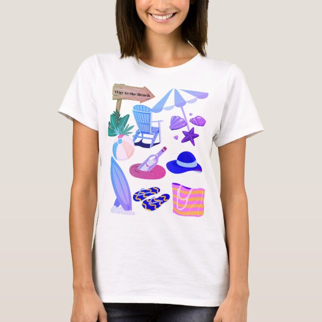 Camiseta Camino a la playa - Diseño de Clipart Vacation Sum (Anverso)