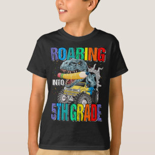 Camiseta Camino a los niños de 5º grado de monstruo de dino