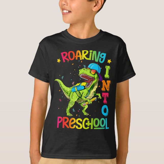 Camiseta Camino al profesor de dinosaurio preescolar preesc (Anverso)