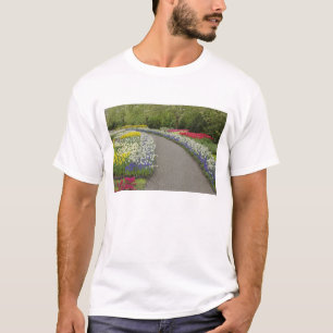 Camiseta Camino de acera a través de tulipanes y narcisos, 