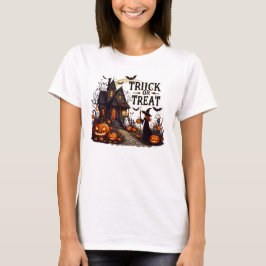 Camiseta Camino de casa embrujado lleno de calabazas y fant