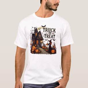 Camiseta Camino de casa embrujado lleno de calabazas y fant