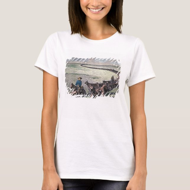 Camiseta Camino de ganado longhorn de Texas a Abilene, Kans (Anverso)