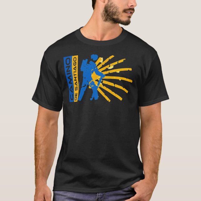 Camiseta Camino de Santiago. Way of St. James. Hiking logo. (Anverso)
