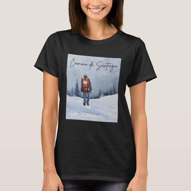 Camiseta Camino de Santiago Winter Snow Pilgrim Scallop She (Anverso)