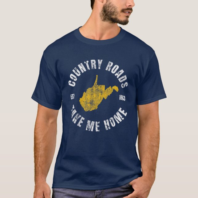 Camiseta Caminos por el País Mapa de Virginia Occidental Ll (Anverso)