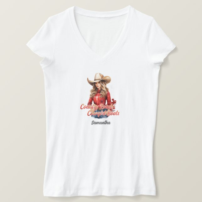 Camiseta Caminos rurales vaqueros botas bonitos chica (Anverso del diseño)