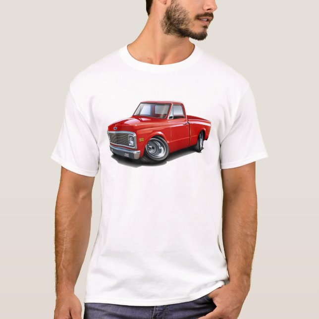 Camiseta Camión 1970-72 del rojo de Chevy C10 (Anverso)