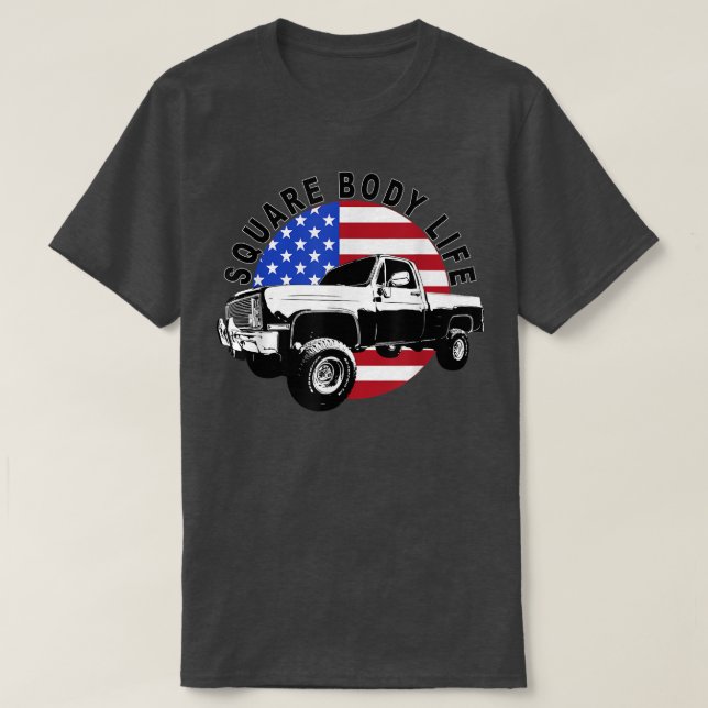 Camiseta Camión 4X4 cuadrado clásico de cuerpo cuadrado (Diseño del anverso)