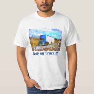 Camiseta Camión azul de mercancías "Sigue en camioneta"
