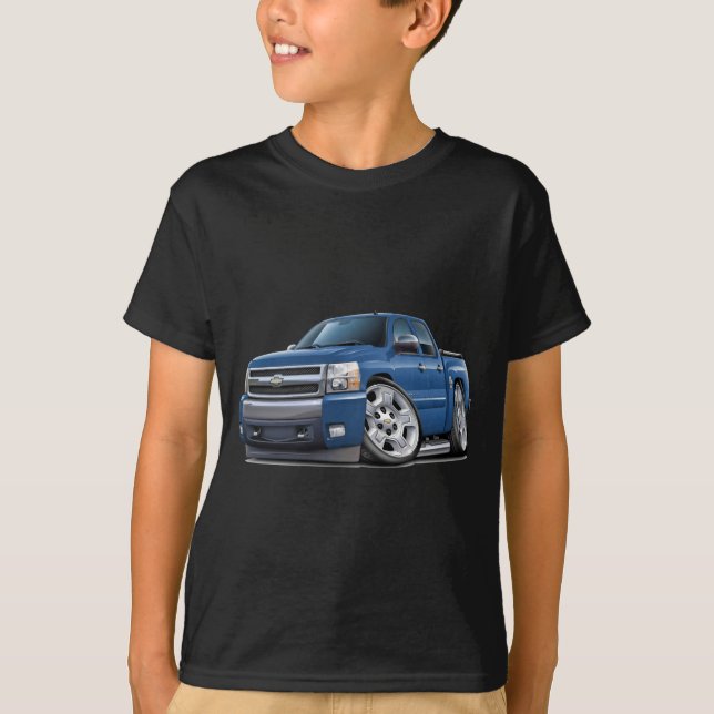 Camiseta Camión azul del granito de Chevy Silverado Dualcab (Anverso)