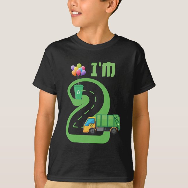 Camiseta Camión basura de 2 años segundo cumpleaños (Anverso)