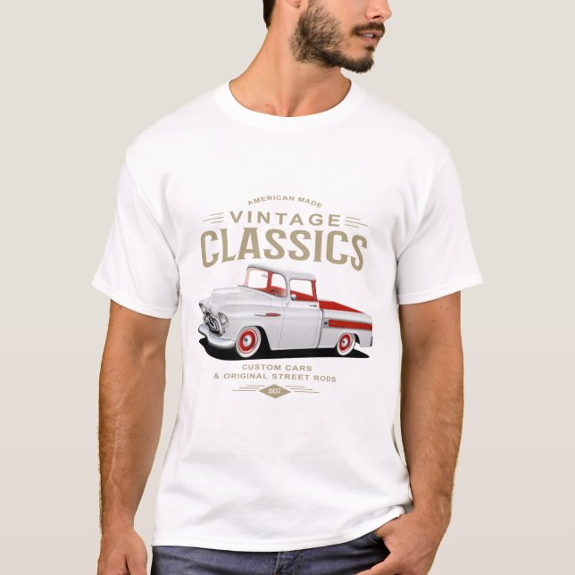 Camiseta Camión blanco clásico de época (Anverso)