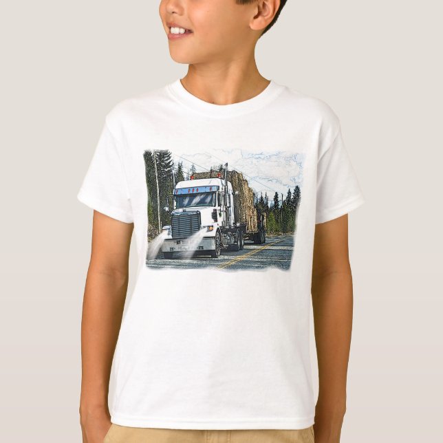 Camiseta Camión blanco con heno para camioneros (Anverso)