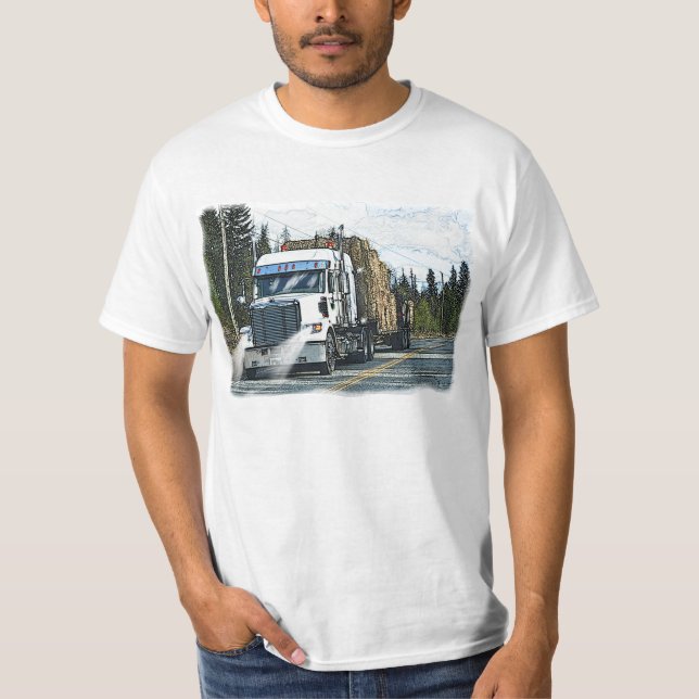 Camiseta Camión blanco con heno para camioneros (Anverso)