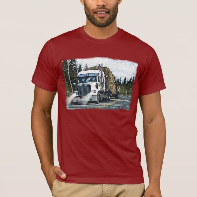 Camiseta Camión blanco con heno para camioneros (Anverso)
