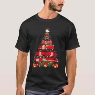 Camiseta Camión bombero navideño árbol de navidad navideño
