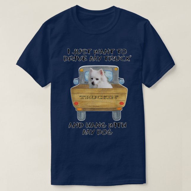 Camiseta Camión conduciendo perro americano esquimal perro (Diseño del anverso)
