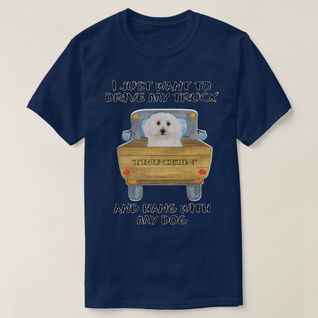 Camiseta Camión conduciendo Perro Bichon Frises (Diseño del anverso)