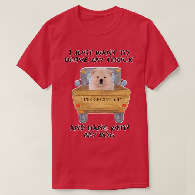 Camiseta Camión conduciendo perro Chow Chow (Diseño del anverso)