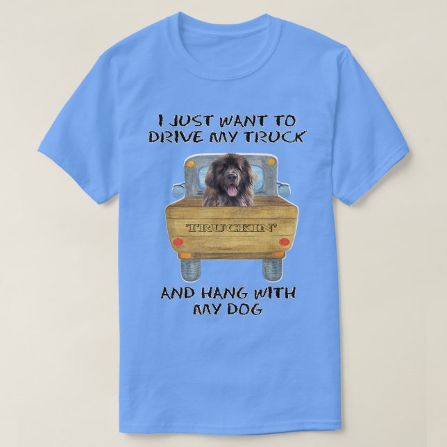 Camiseta Camión conduciendo perro Leonberger (Diseño del anverso)